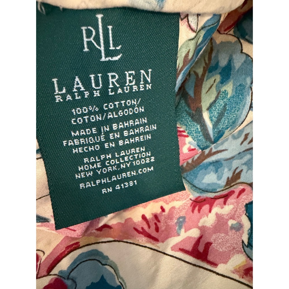 Lauren Ralph Lauren Floral Pillow Shams Set 2 Standard Cotton Braided Rope Trim - Picture 5 of 10